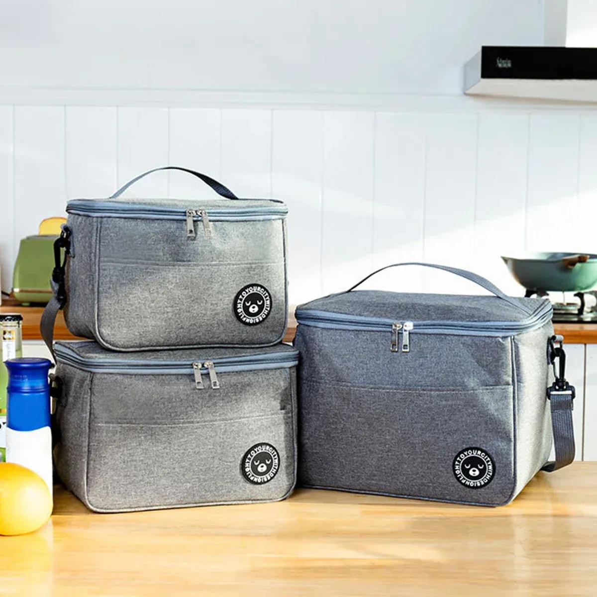 Sac isotherme en aluminium épaissi, format carré, taille L, pour le transport de repas au bureau ou à l'école 8