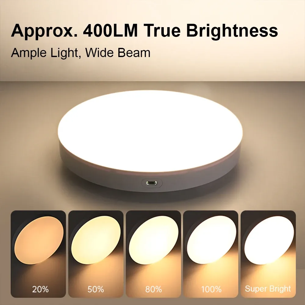 Plafonnier LED rechargeable 10 000 mAh avec détecteur de mouvement radar intelligent, télécommande sans fil, installation sans câblage, 3 températures de couleur 5