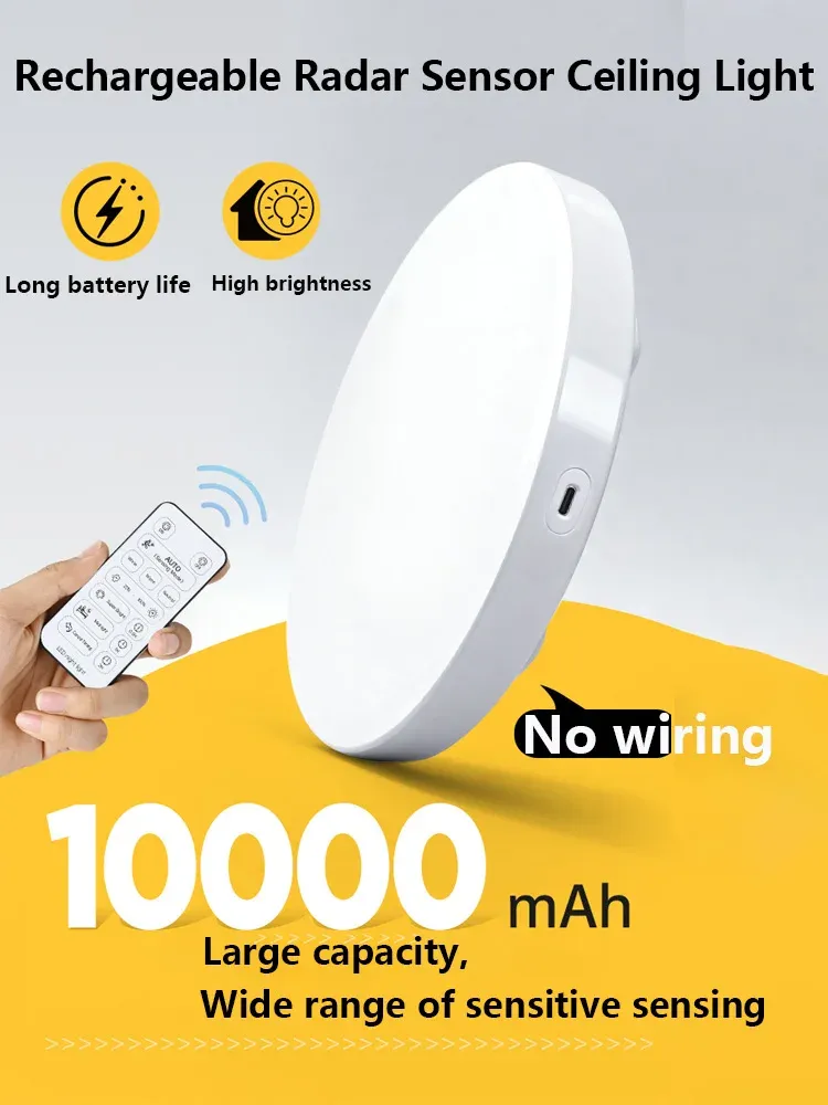 Plafonnier LED rechargeable 10 000 mAh