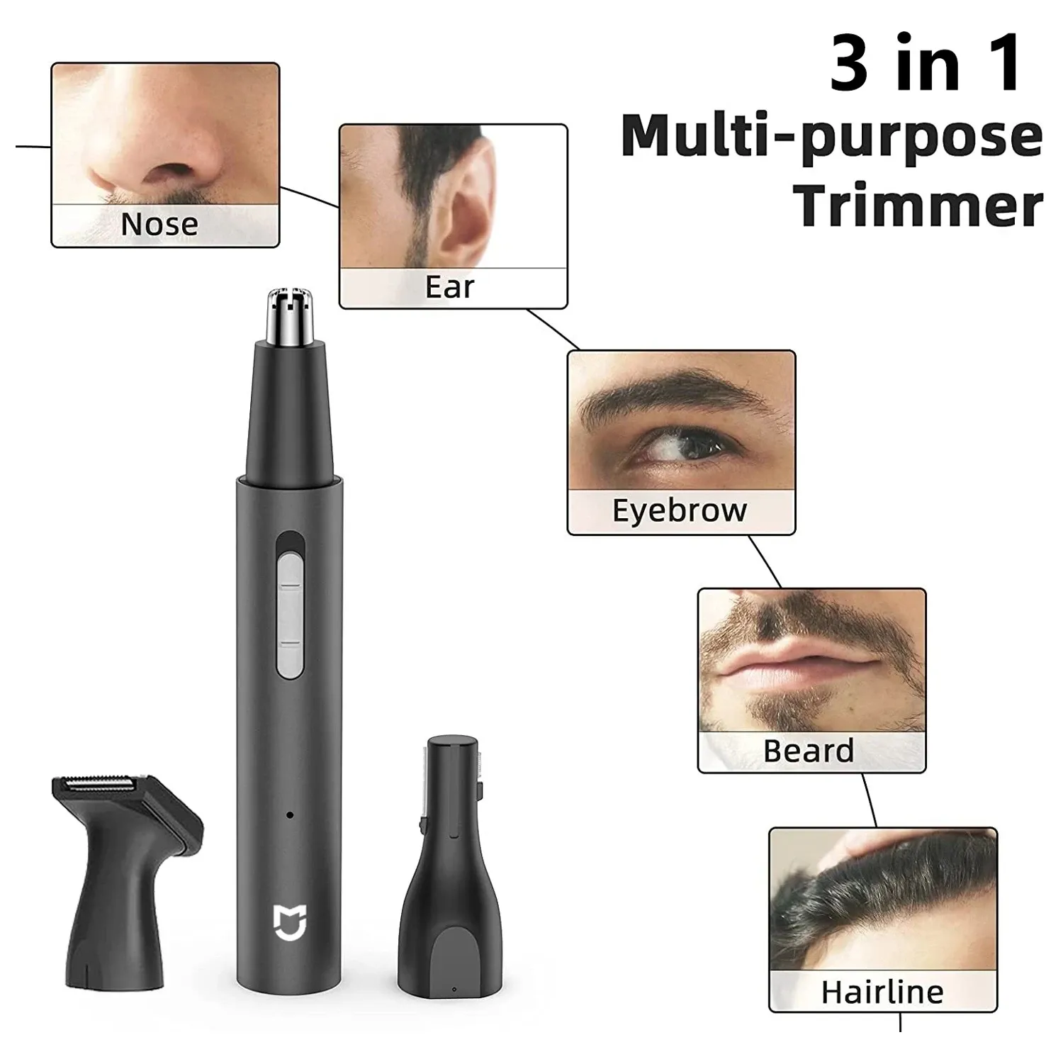 Tondeuse électrique Mijia 3 en 1 pour homme : nez, oreilles, barbe, pattes et sourcils – Indolore, rechargeable 3