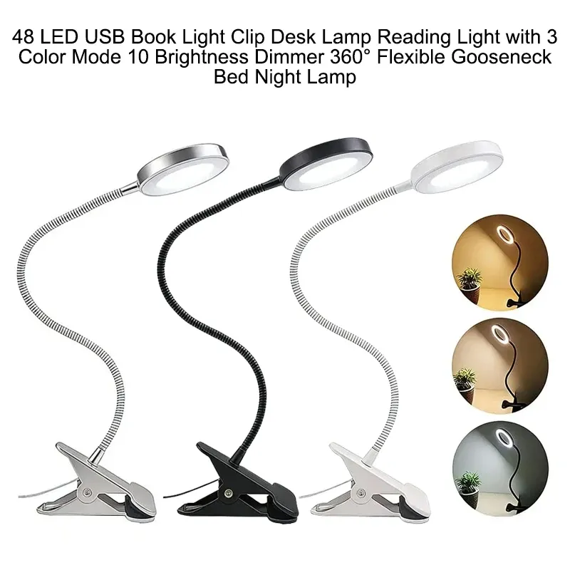 Lampe de lecture USB à pince vue de face