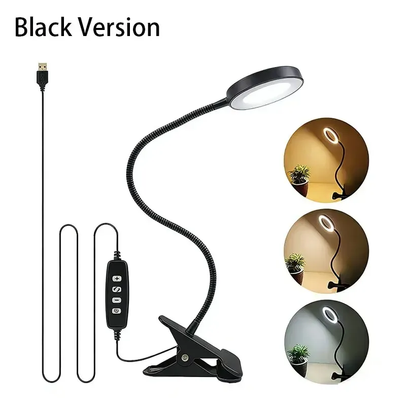Lampe de lecture USB à 48 LED avec pince, lampe de bureau à col de cygne flexible, 3 modes de couleur, 10 niveaux de luminosité, orientable à 360° 8