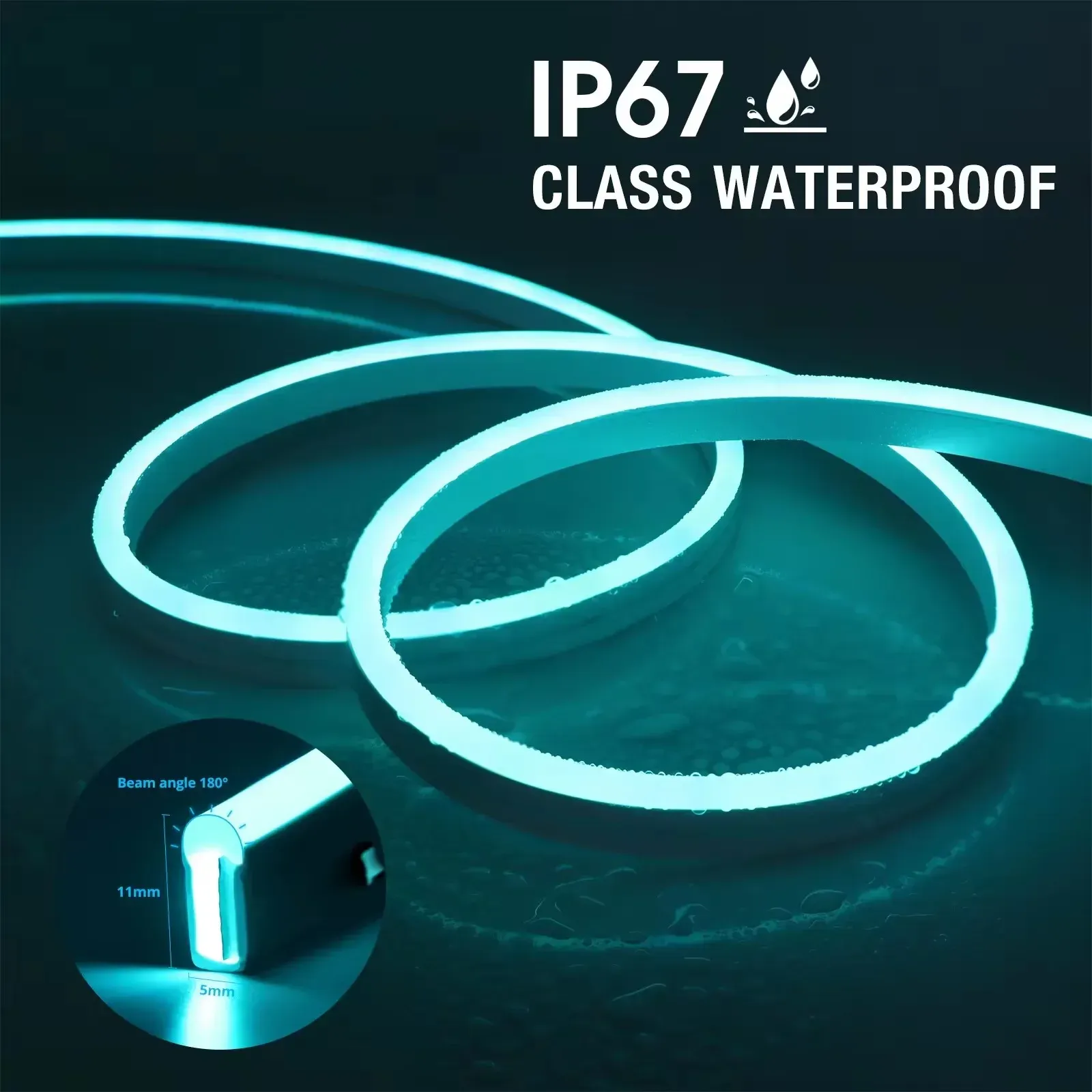 Bande LED néon RGB 1/2/3/5 m IP65 étanche, ruban flexible USB pour décoration intérieure, compatible Tuya, contrôle par application et télécommande 4