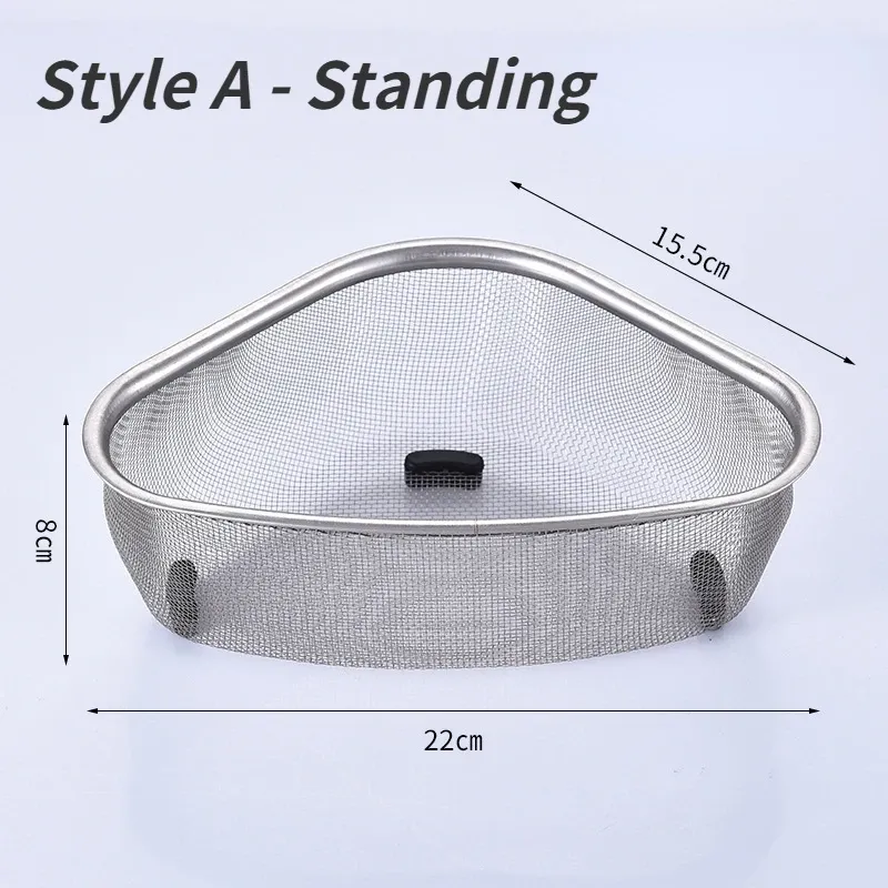 Panier de vidange en acier inoxydable pour évier de cuisine, égouttoir triangulaire pour aliments et légumes 8