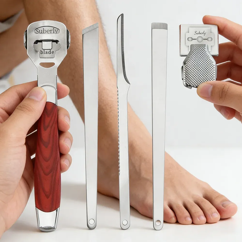 Grattoir à pieds en acier inoxydable, en situation
