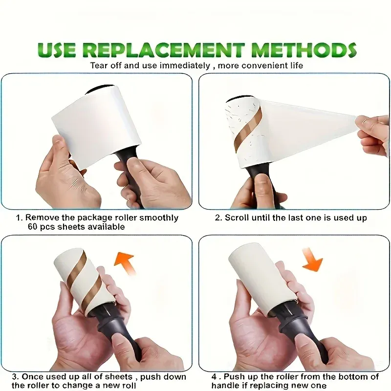 Rouleau adhésif pour poils d'animaux, idéal pour meubles, vêtements et tapis 4