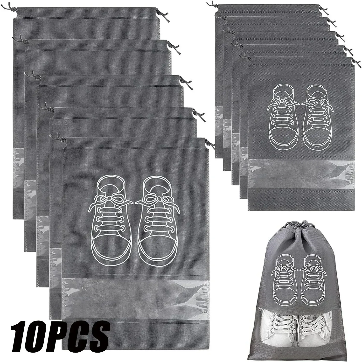 Sacs de rangement pour chaussures, lot de 5 ou 10, sacs anti-poussière en non-tissé, sac de voyage portable pour chaussures, pochette de rangement pour chaussures