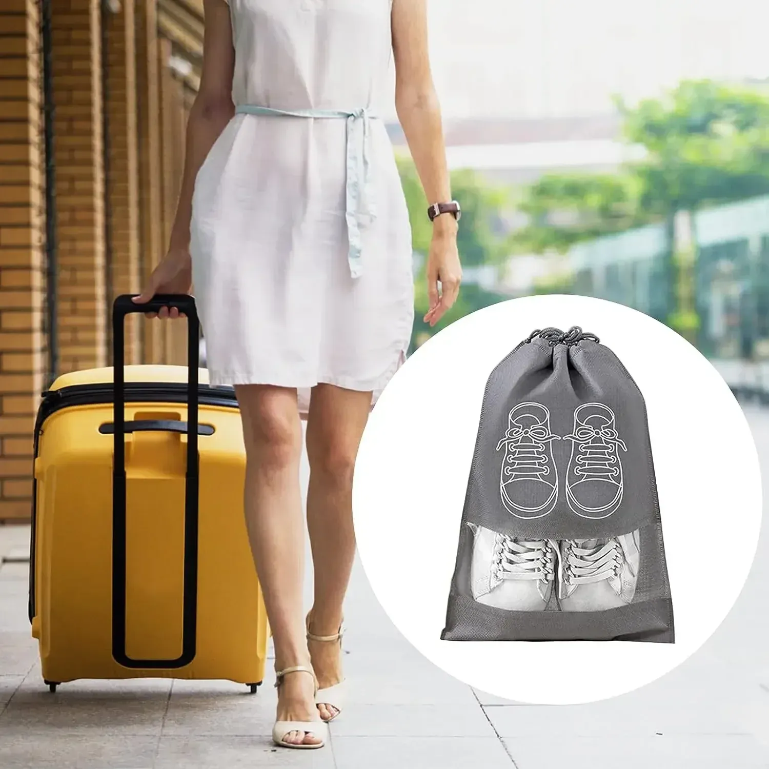 Sacs de rangement pour chaussures, lot de 5 ou 10, sacs anti-poussière en non-tissé, sac de voyage portable pour chaussures, pochette de rangement pour chaussures 6