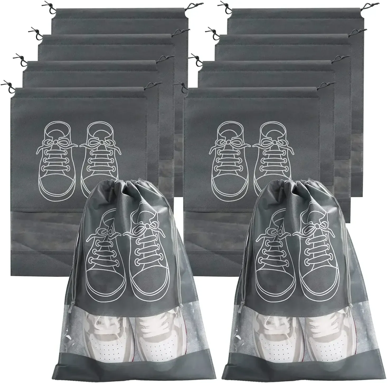 Sacs de rangement pour chaussures, lot de 5 ou 10, sacs anti-poussière en non-tissé, sac de voyage portable pour chaussures, pochette de rangement pour chaussures 12