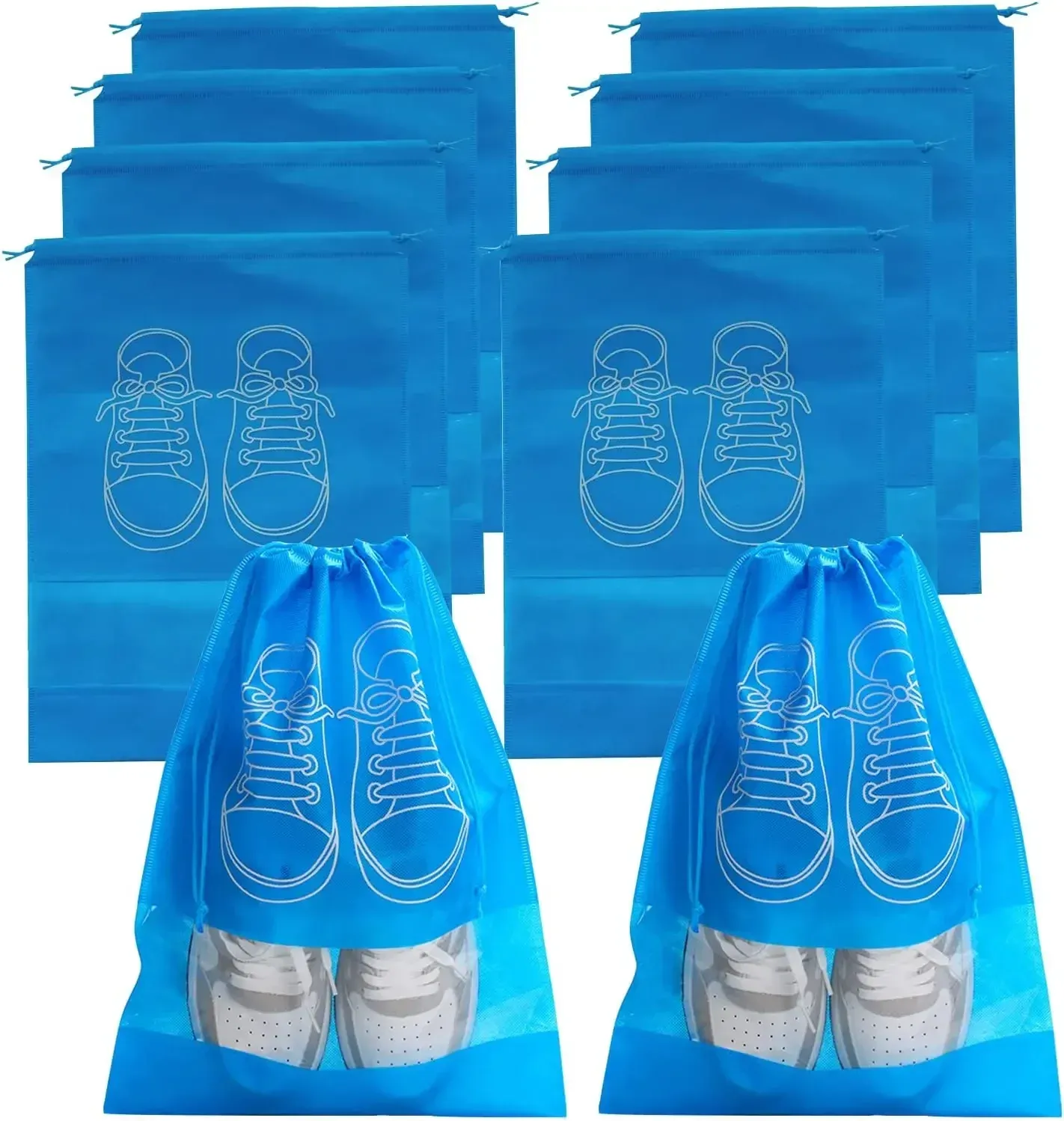 Sacs de rangement pour chaussures, lot de 5 ou 10, sacs anti-poussière en non-tissé, sac de voyage portable pour chaussures, pochette de rangement pour chaussures 7