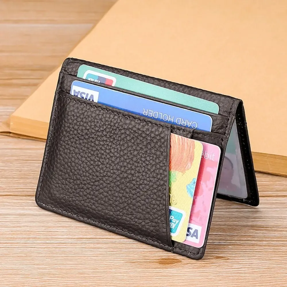 Portefeuille fin et compact en cuir pour homme et femme, à plusieurs emplacements pour cartes