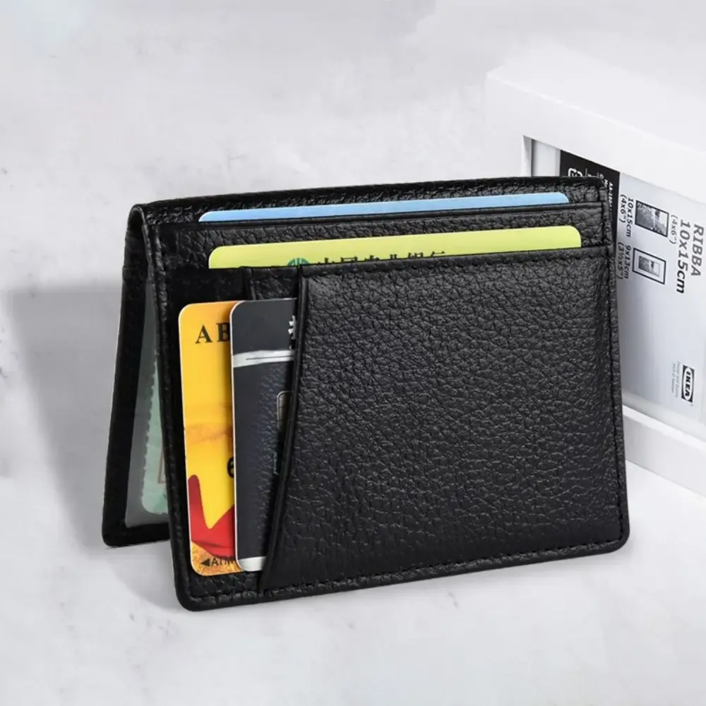 Portefeuille fin et compact en cuir pour homme et femme, à plusieurs emplacements pour cartes 4