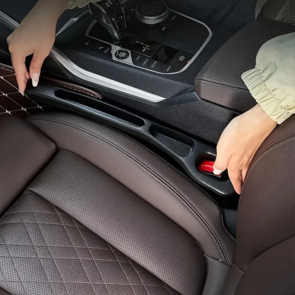 Organisateur de remplissage d'espace de siège auto, lot de 2, bande bouche-interstice étanche en PU avec 2 rainures, rangement pour espace de siège, accessoire d'intérieur automobile
