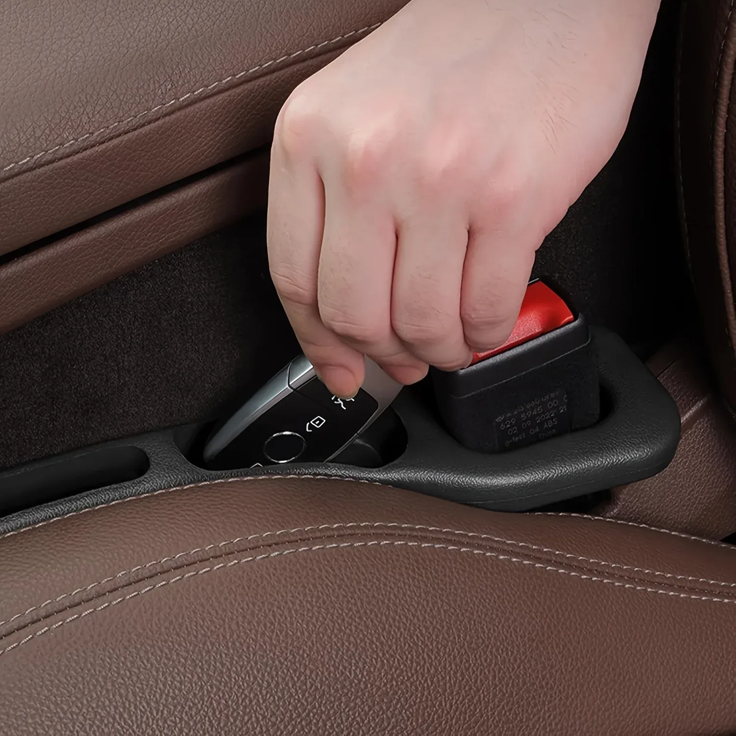 Organisateur de remplissage d'espace de siège auto, lot de 2, bande bouche-interstice étanche en PU avec 2 rainures, rangement pour espace de siège, accessoire d'intérieur automobile 6
