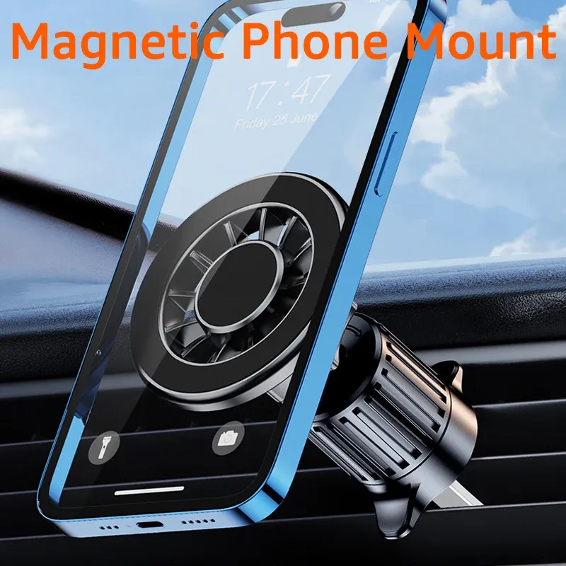 Support magnétique pour téléphone installé sur une grille d'aération de voiture