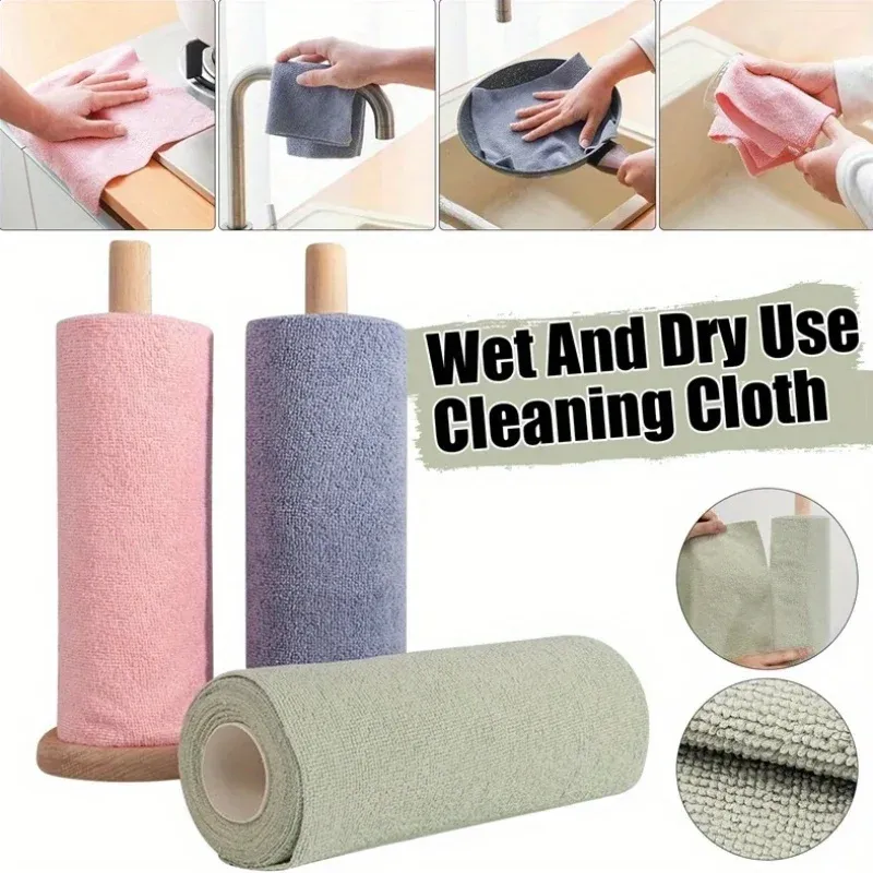Lot de 20 chiffons de nettoyage réutilisables en microfibre (1 rouleau) - torchons de cuisine, chiffons ménagers multi-usages 5