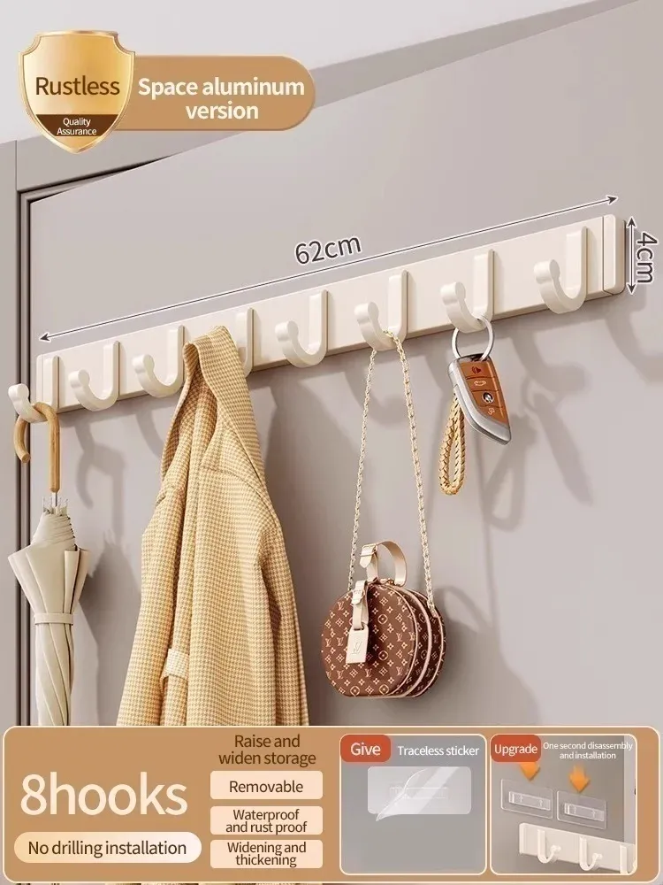 Crochet adhésif mural et de porte, porte-vêtements à forte capacité de charge, sans perçage, pour salle de bain 19