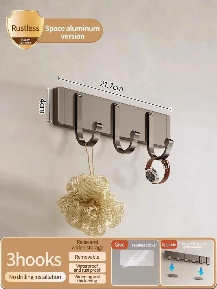 Crochet adhésif mural et de porte, porte-vêtements à forte capacité de charge, sans perçage, pour salle de bain 16