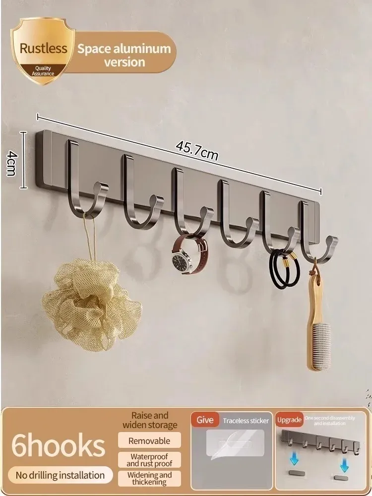 Crochet adhésif mural et de porte, porte-vêtements à forte capacité de charge, sans perçage, pour salle de bain 23