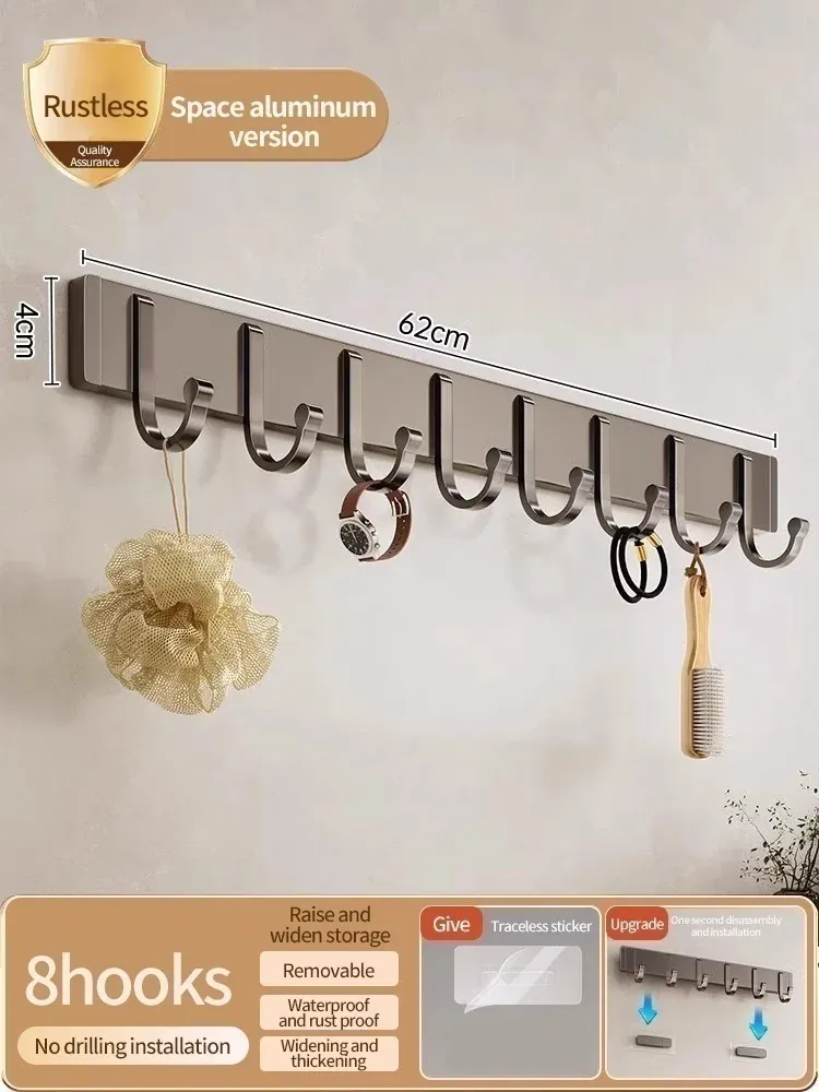 Crochet adhésif mural et de porte, porte-vêtements à forte capacité de charge, sans perçage, pour salle de bain 20