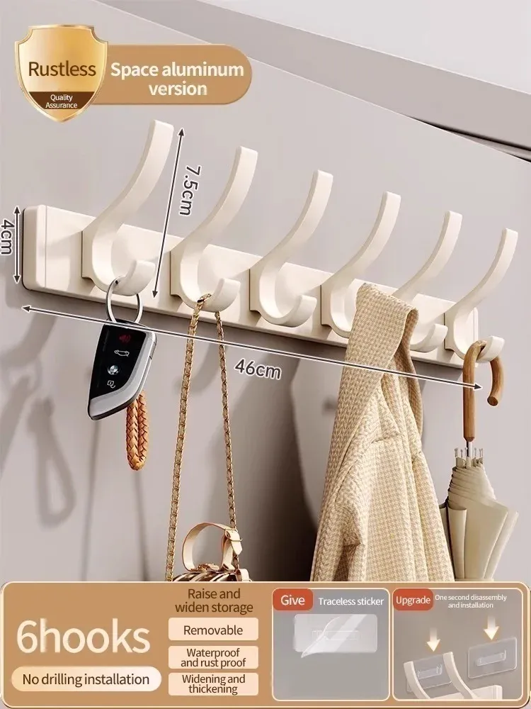 Crochet adhésif mural et de porte, porte-vêtements à forte capacité de charge, sans perçage, pour salle de bain 8
