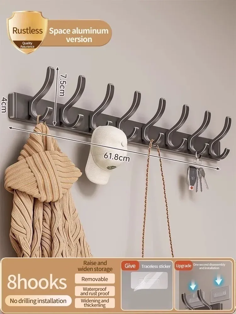 Crochet adhésif mural et de porte, porte-vêtements à forte capacité de charge, sans perçage, pour salle de bain 7