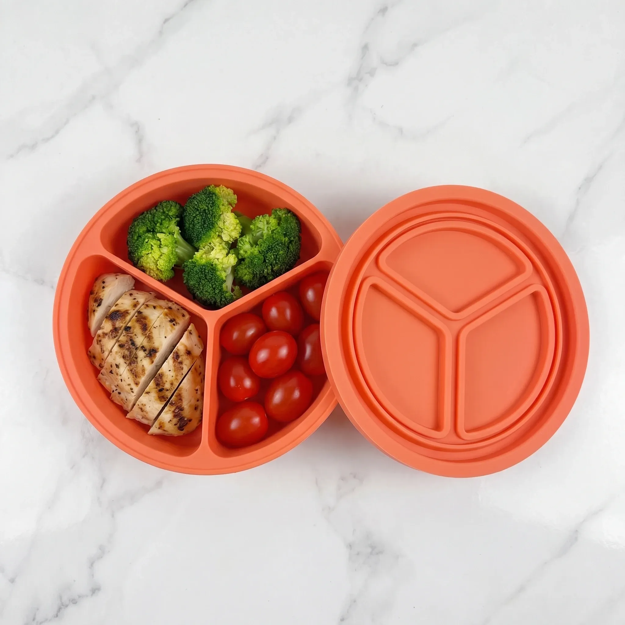 Boîtes à collation réutilisables en silicone avec couvercles, boîte à collation double compartiment pour sauces, condiments et snacks, mini boîte alimentaire portable 2