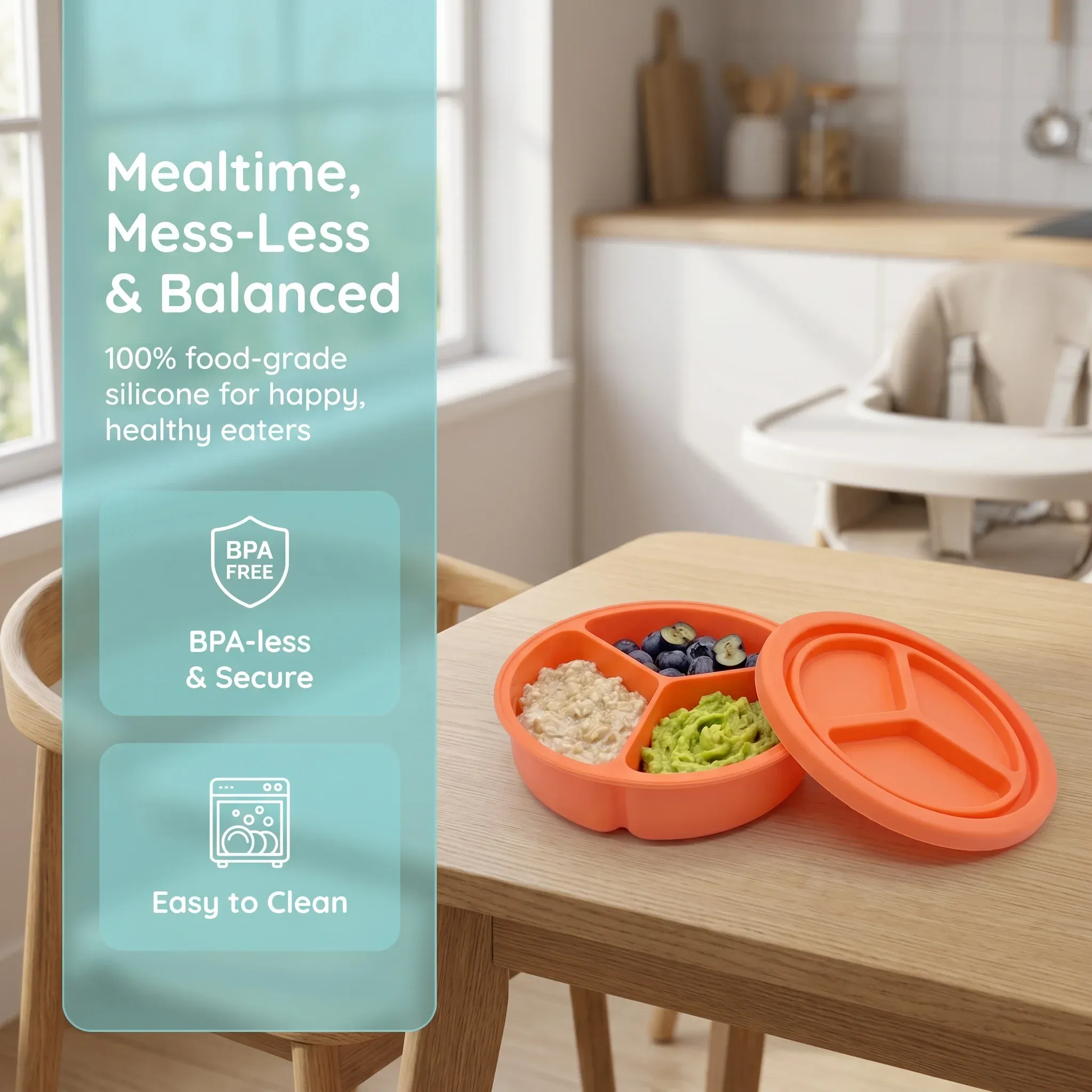 Boîtes à collation réutilisables en silicone avec couvercles, boîte à collation double compartiment pour sauces, condiments et snacks, mini boîte alimentaire portable 5