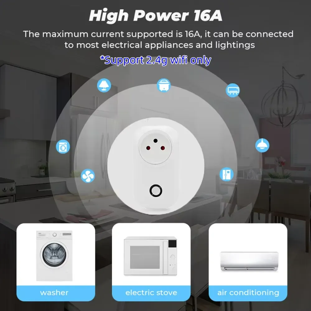 Prise intelligente Wi-Fi Tuya 16 A, prise israélienne avec suivi de consommation, compatible Smart Life, Alexa et Google Assistant 2