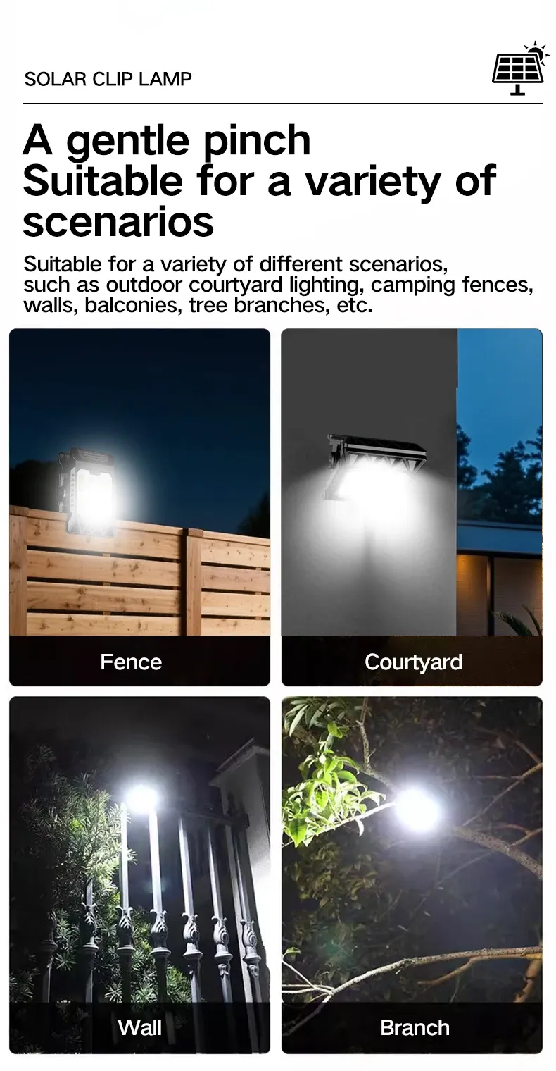 Lampe solaire fixée sur une branche d'arbre
