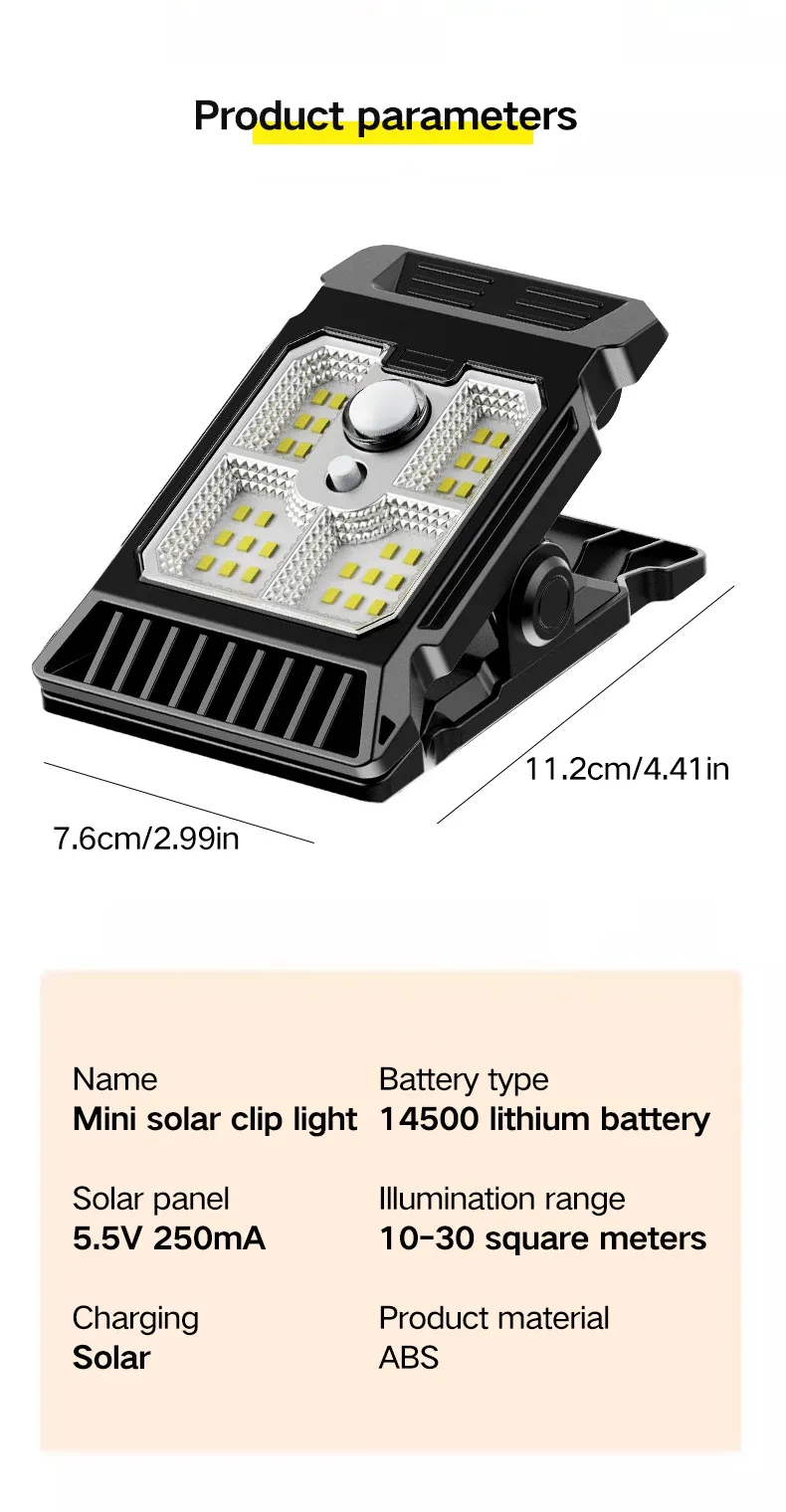 Lampe solaire à pince pour usage extérieur