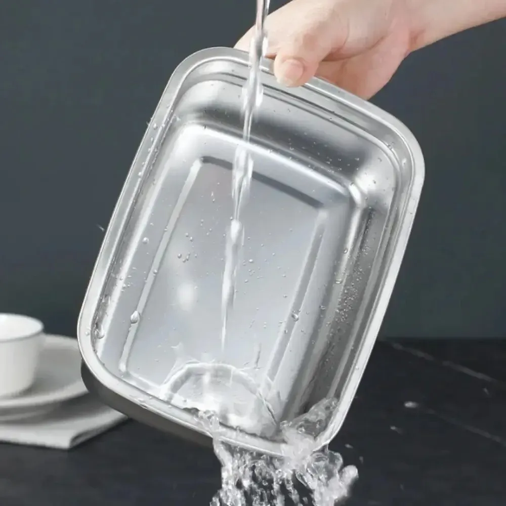 Boîte à lunch de camping en acier inoxydable, boîte de conservation hermétique pour congélateur, boîte bento anti-fuite compatible micro-ondes 2