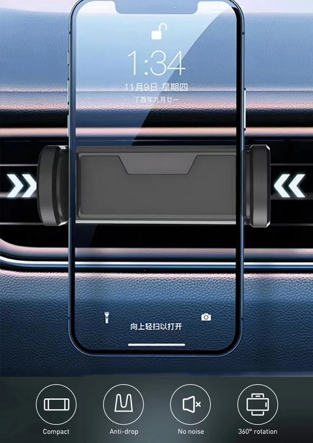 Support téléphone universel pour voiture, vue d'ensemble