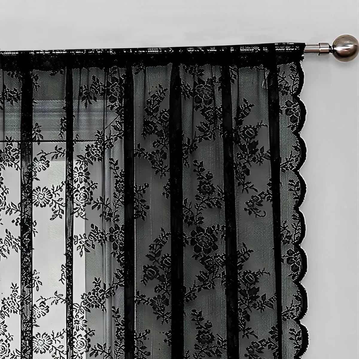 Rideau transparent en dentelle romantique à motifs floraux pour salon et chambre, décoration d'intérieur, passe-tringle, 1 pièce 3