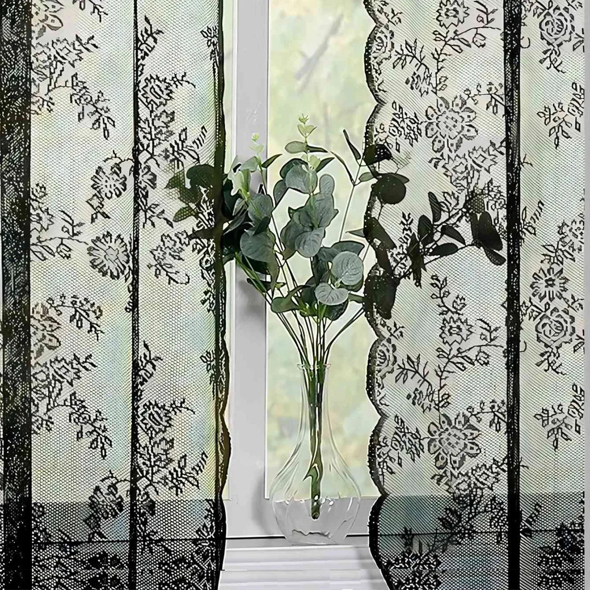 Rideau transparent en dentelle romantique à motifs floraux pour salon et chambre, décoration d'intérieur, passe-tringle, 1 pièce 5