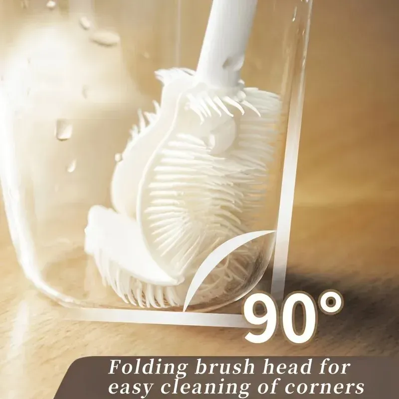 Brosse de nettoyage en silicone pliable à 360 degrés, à manche long, réutilisable, pour bouteilles et tasses 6