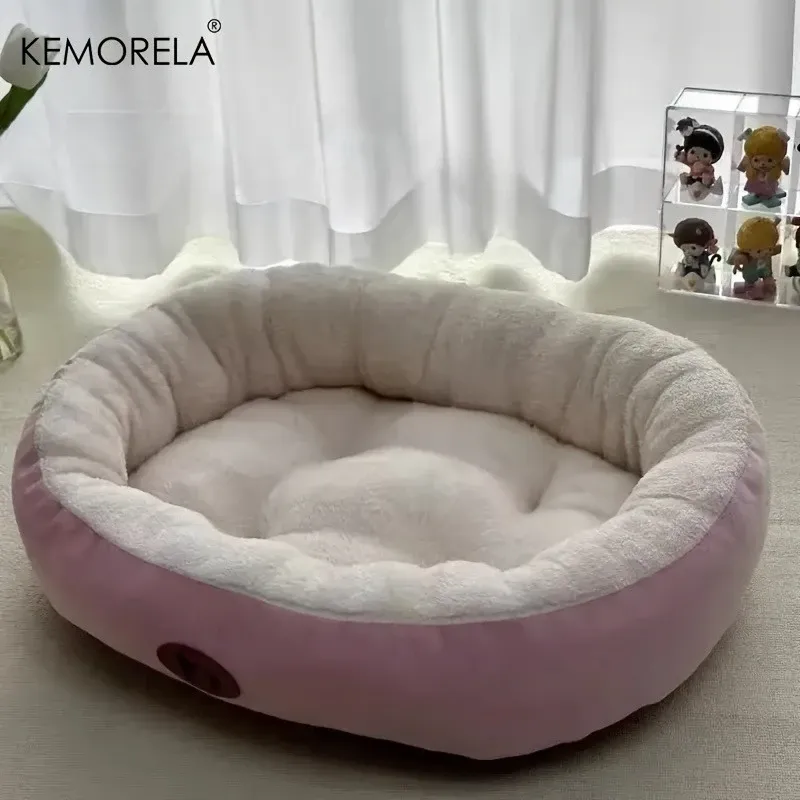 Lit ovale en peluche épaissie pour chats et petits chiens, confortable et chaud, toutes saisons 8