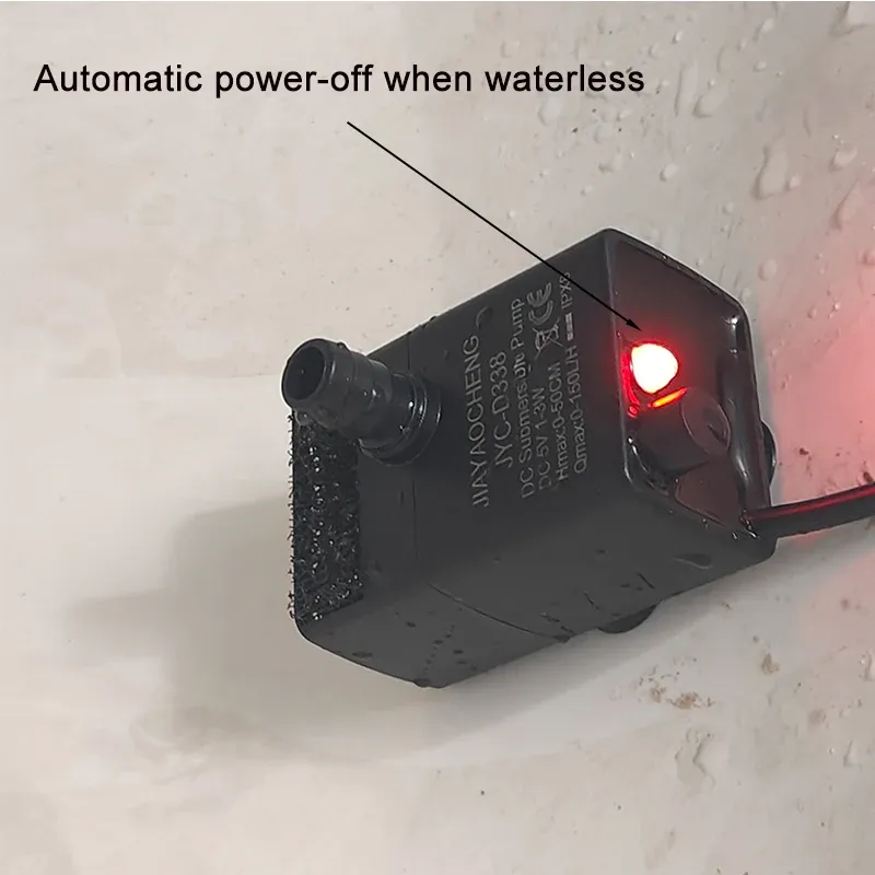 Pompe de filtration USB silencieuse pour aquarium, mini fontaine pour animaux de compagnie, pompe de circulation d'eau submersible à débit réglable 5 V 5 W 5