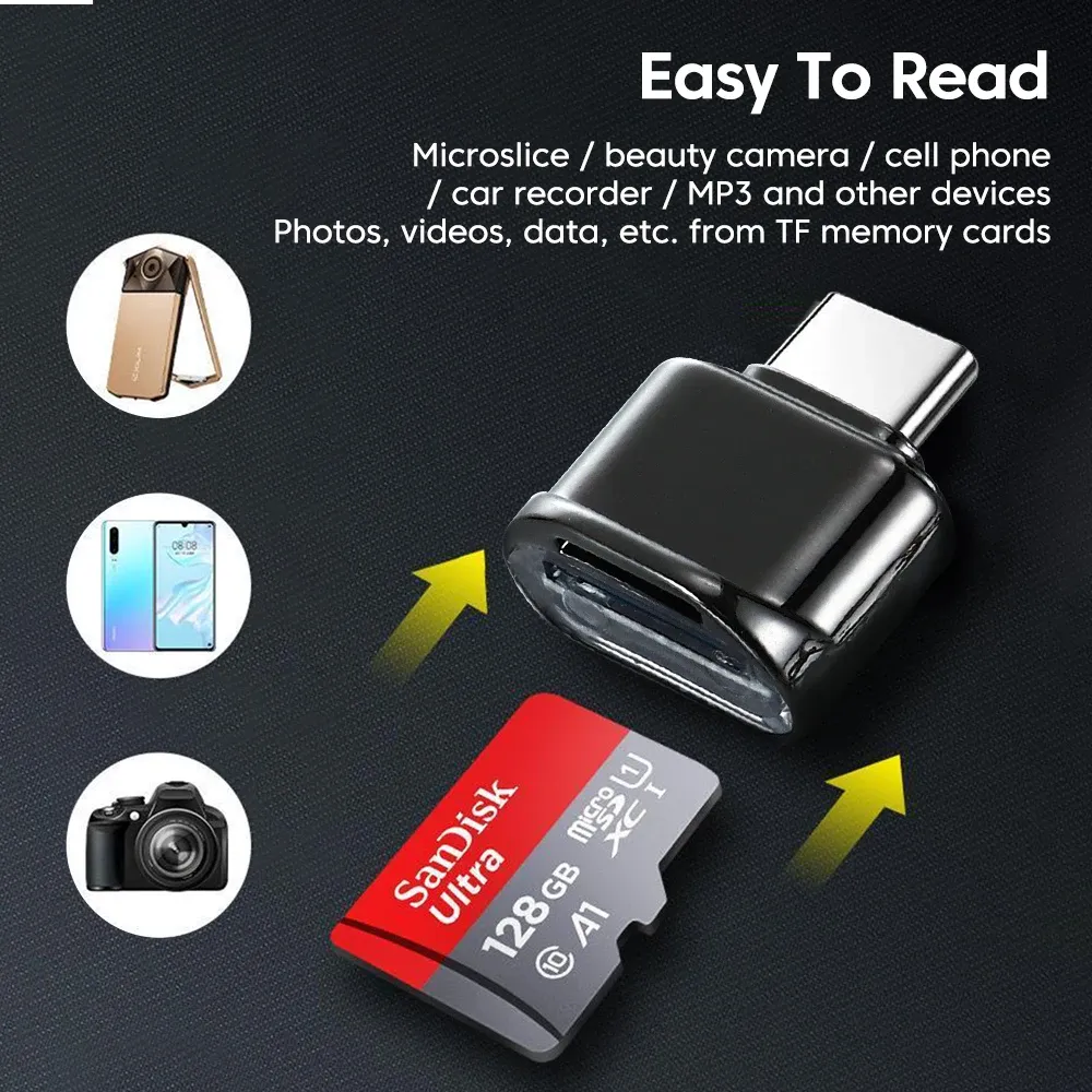Mini lecteur de cartes OTG micro TF USB 3.1 haute vitesse pour téléphone portable, MacBook, Samsung et Xiaomi, transfert de données, adaptateur USB-C 5