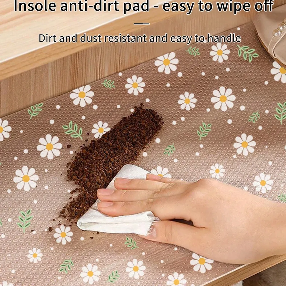 Tapis de tiroir et d'étagère de cuisine à motif marguerite, réutilisable, imperméable et résistant à l'humidité 6