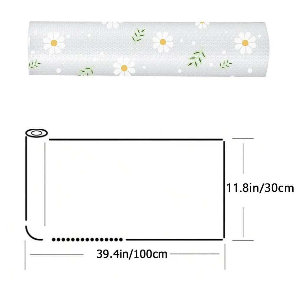 Tapis de tiroir et d'étagère de cuisine à motif marguerite, réutilisable, imperméable et résistant à l'humidité 7