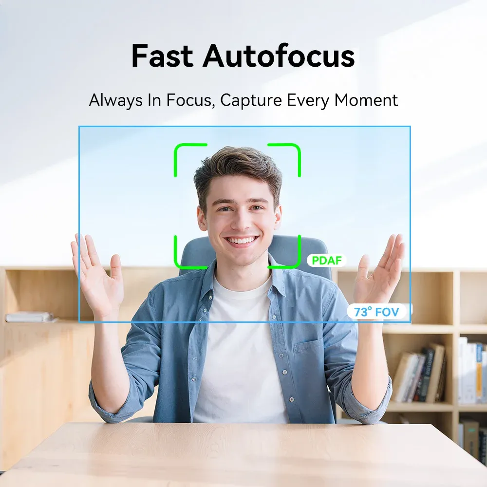 Webcam EMEET 4K/1080P pour PC, caméra vidéo à mise au point automatique PDAF avec double caméra et microphones intégrés, compatible Zoom et téléphones 4