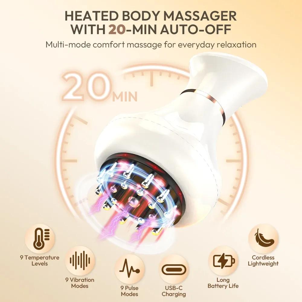 Masseur électrique de drainage lymphatique et de méridiens avec chaleur et vibration apaisante, brosse de sculpture corporelle pour jambes, bras, hanches et ventre 5