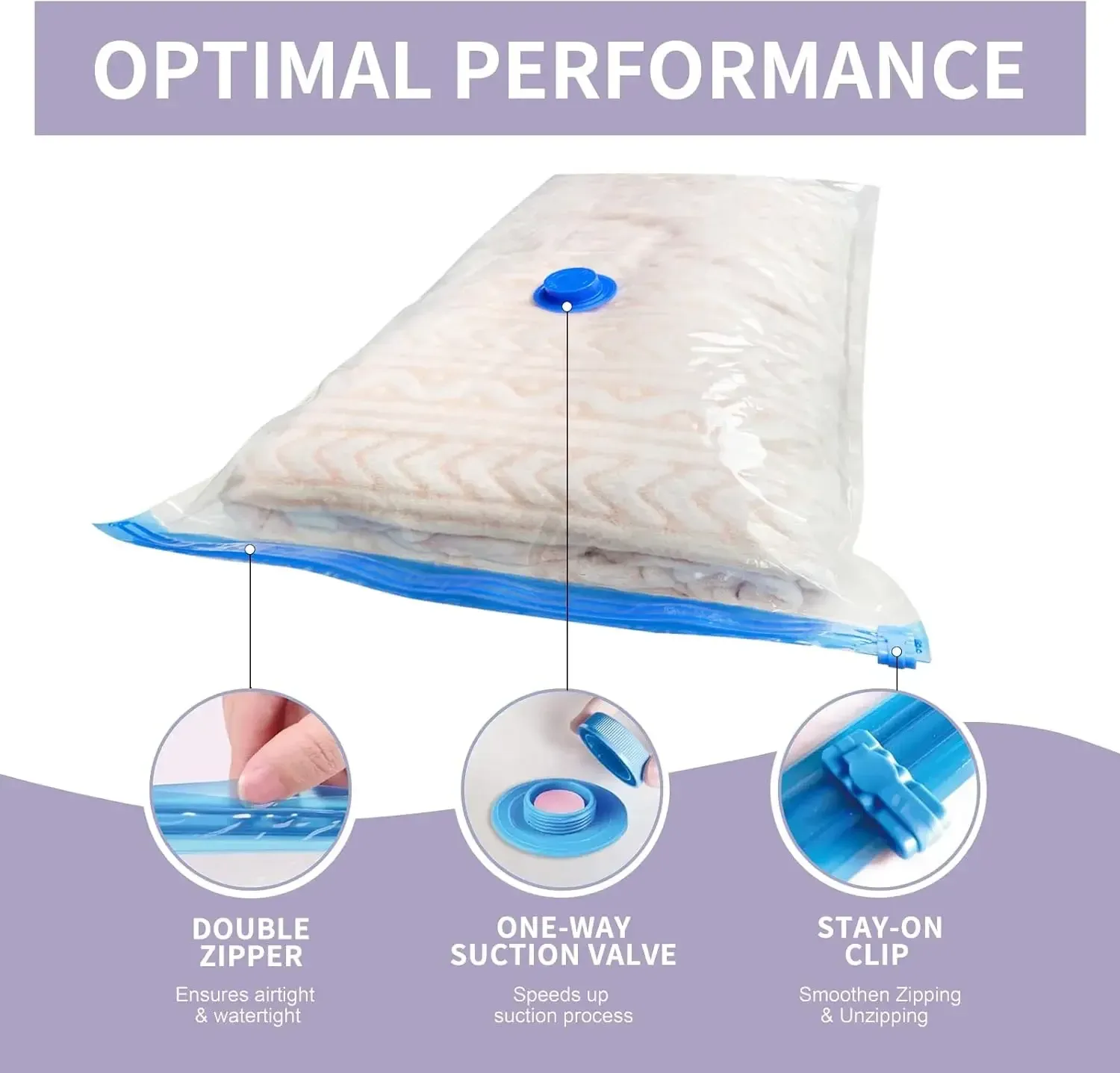 Sacs de rangement sous vide avec pompe manuelle, gain de place jusqu'à 80 %, idéaux pour couvertures et vêtements 5