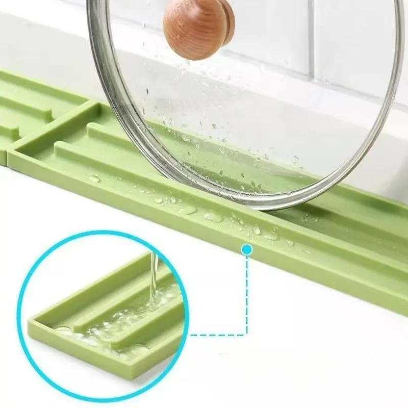 Support de rangement en silicone pour évier avec égouttoir, pour savon, éponge, brosse à récurer et ustensiles de cuisine 3