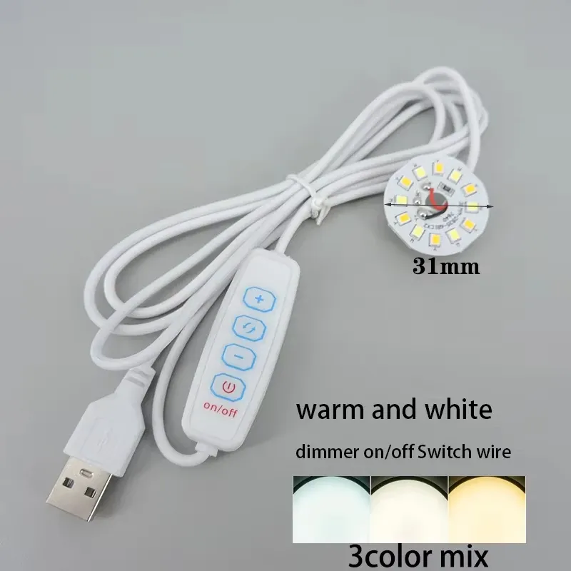 Lampe de lecture LED USB 5 V 3 W à lumière blanc chaud, puce 2835, variateur tactile, interrupteur et câble d'alimentation inclus, idéale pour la lecture nocturne, le bureau et la tablette 5