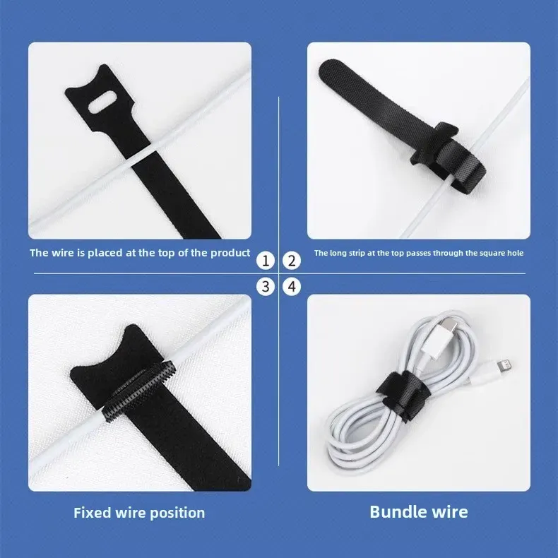 Attaches autocollantes réutilisables en nylon pour gestion de câbles 4