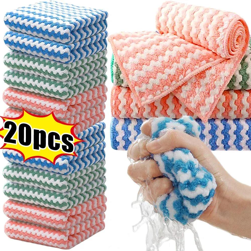 Chiffons de nettoyage en microfibre épais, haute absorption, velours pour la cuisine - Image 1