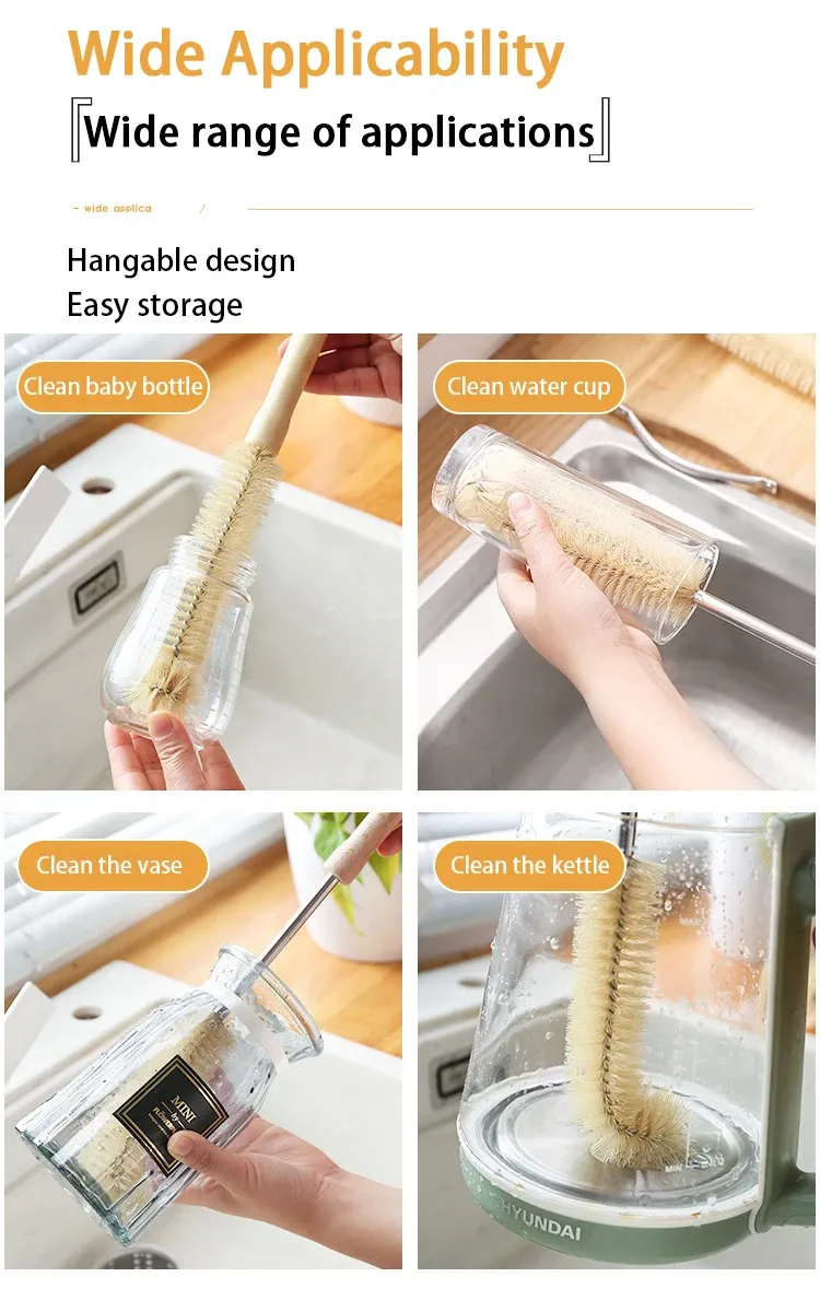 Brosse en bois pour nettoyage de bouteilles