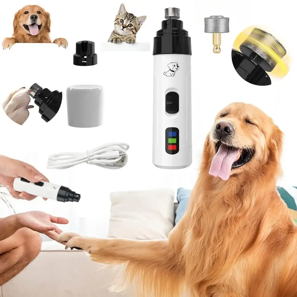 Coupe-ongles électrique rechargeable par USB pour animaux de compagnie, lime à ongles portable pour petits et gros chiens et chats 2